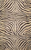 Wool Hand Tufted Area Rug Zebra 8 Round Neutral Carpet