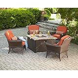 Amazon.com: Hanover Summer Night 5-Piece Gas Fire Pit Set ...