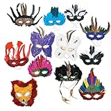 Fun Express Deluxe Feather Mask Assortment (1 Dozen)