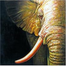 Elephant Original Hand-Painted Oil on Canvas Wall Art - 32x32"