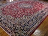9'9 x 13'7 Red Persian Hand Knotted Wool Isfahan Rug