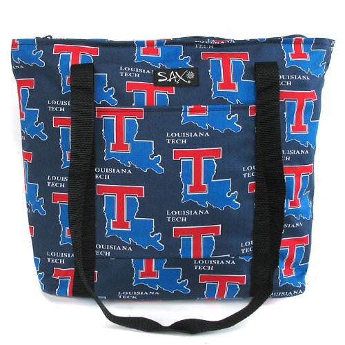 LA Tech Logo University Bulldogs Louisiana Tech Tote Bag Cotton with WATERPROOF LINING UNDERSIDE Travel, Baby, Diapers, Sports Gym or Beach Cute Best Unique AFTER CHRISTMAS GIFT IDEA for Him Her Man Men DAD MOM Woman Women Ladies