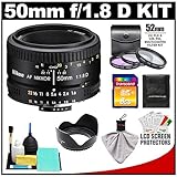 Nikon 50mm f/1.8D AF Nikkor Lens with 8GB SD Card + 3 UV/FLD/CPL Filters +  ....