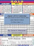 2012 Japan Calendar With Moon Phase Table