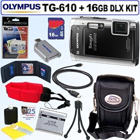 Click here to buy Olympus TG-610 14.0 MP Digital Camera (Black) + 16GB Deluxe Accessory Kit by Olympus.