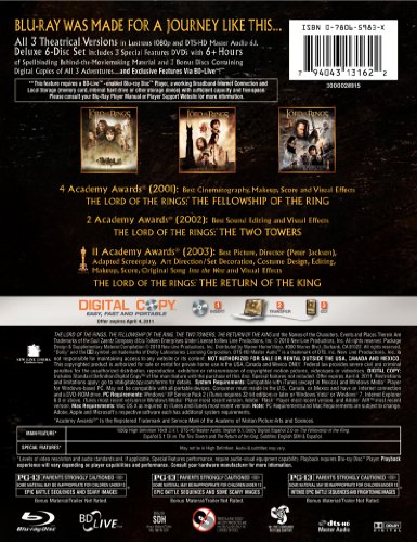 The Lord of the Rings: The Motion Picture Trilogy (Theatrical Editions + Digital Copy) [Blu-ray] image