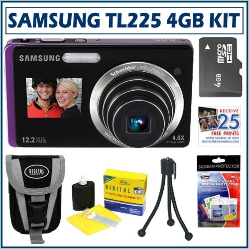 Samsung TL225 DualView 12.2MP Wide Angle Digital Camera in Purple + 4GB Accessory Kit