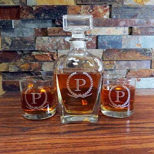 Personalized Whiskey Decanter with Whiskey Glasses - Tumbler- Groomsmen Gift- Best Man Gift- Grooms Gift- Gifts for Men - Christmas - Vodka
