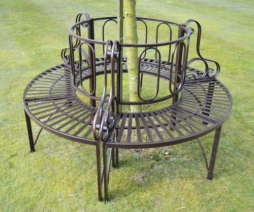 Olive Grove Versailles Metal Garden Tree Seat in Antique Bronze Finish
