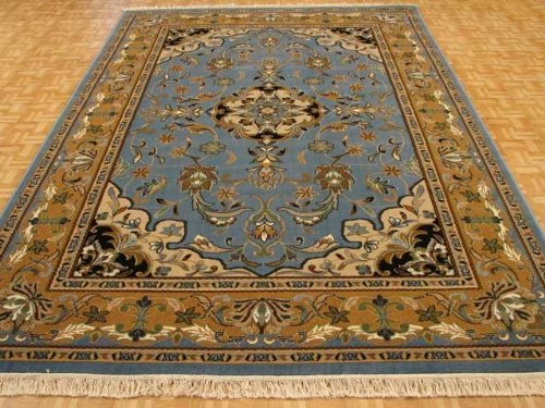 8'2 x 11'6 Blue Persian Kashan Rug