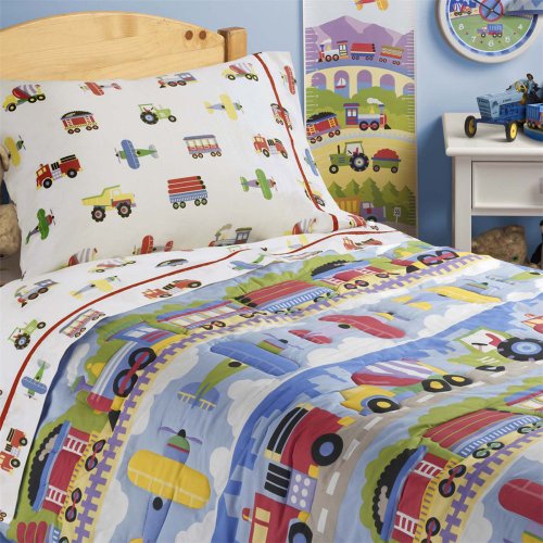 Olive Kids - Trains, Planes and Trucks Toddler Comforter and Sheet Set