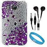 Purple and Silver Rhinestone Diamante Protective Crystal Hard Case for HTC  ....
