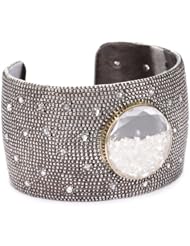 Moritz Glik "Kaleidescope" Textured Oxidized Silver, 18k Gold, and Diamond Cuff Bracelet