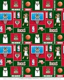 NBA Milwaukee Bucks Basketball Print Fleece Fabric by the yard
