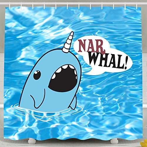 Narwhal Coolest Animal Shower Curtains 60*72inch For Home / Traval / Hotel With Hooks