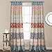 Lush Decor, Turquoise and Orange Bohemian Stripe Window Curtain Colorful Bold Design Panel Pair, 84