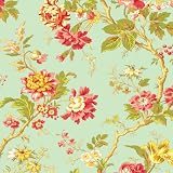 Waverly May Medley Aquamarine PEVA Flannel Back Tablecloth, 60x102 Oblong (Rectangle)