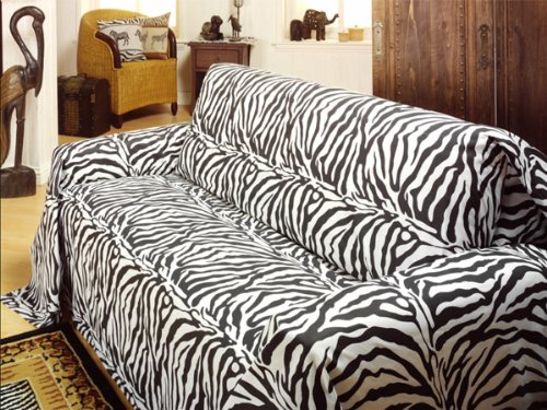 Tagesdecke Plaid Überwurf Sofaüberwurf Zebra 210x280cm
