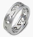 Designer 14 Karat White Gold Puzzle Style Unique Diamond Wedding Band Ring