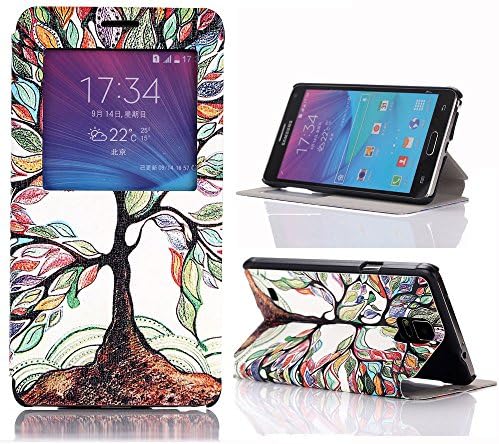 Samsung Note4 Case, view Windows Pinetree Pattern Premium Pu Leather Flip Protective Skin Case with Magnetic Closure for Samsung Note4 (pine tree)