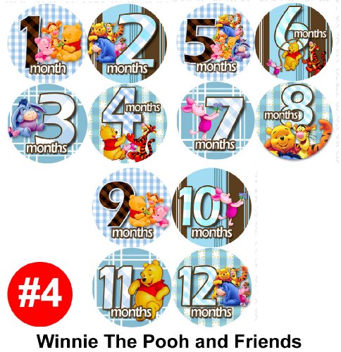 WINNIE POOH FRIENDS Baby Month Onesie Stickers 