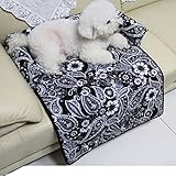 Flower Print Dog/Cat Bed Soft Warm Pet Beds Cushion Puppy Sofa Couch Mat Kennel Pad Furniture (Black, L)
