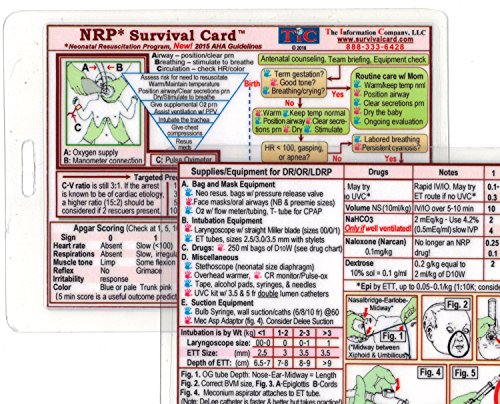 NRP (Neonatal Resuscitation Program) Survival Card-(Small 3x4 3/8 in.) - Laminated with hole punched
