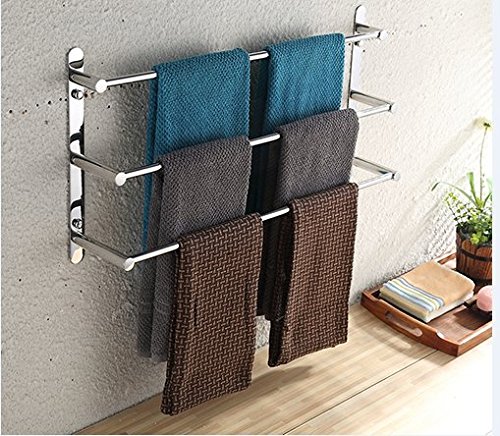 LightInTheBox Stainless Steel Bathroom Shelves 23.6 Inch Three Towel Bar Hotel Bath Towel Rack Modern Polished Finish