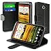 Insten Leather Case with Credit Card Wallet for HTC ONE X - Retail Packaging - Black