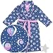 Blue Owl Print Flannel Bath Robe for Women