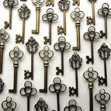 Aokbean Mixed Set of 30 Vintage Skeleton Keys in Antique Bronze - Set of 30 Keys
