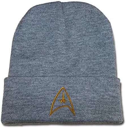DEBANG Star Trek Badge Logo Beanie Fashion Unisex Embroidery Beanies Skullies Knitted Hats Skull Caps - Grey