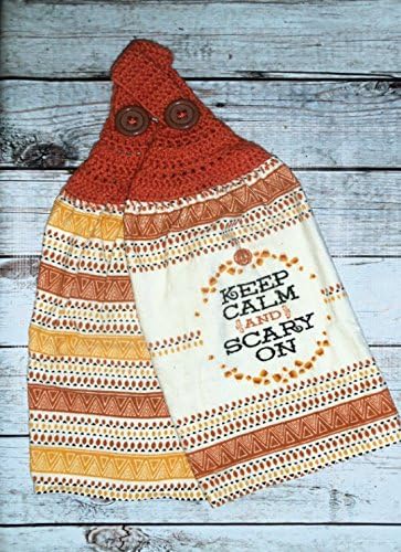 Crochet Top, Keep Calm, Happy Halloween, Pumpkin, Jack-o-Latern, Hand Towel Set
