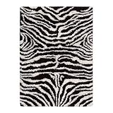 Nourison Shag Black Zebra Hand-Tufted Rug