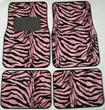 Pink and Black Zebra Tiger Print Carpet 4 Piece Car Truck SUV Floor Mats