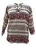Womans Indian Kurta Multicolor Tunic Mandarin Collar Tribal Print Cotton Top Large