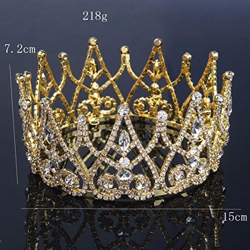 Zebratown Gold Bridal Full Tiara Crown Crystal Pageant Bridal Wedding Accessories Headpiece Headband Wedding Tiara Rhinestone