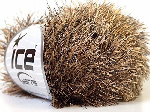 Camel & Brown Eyelash Yarn 50 Gram Ice 22749
