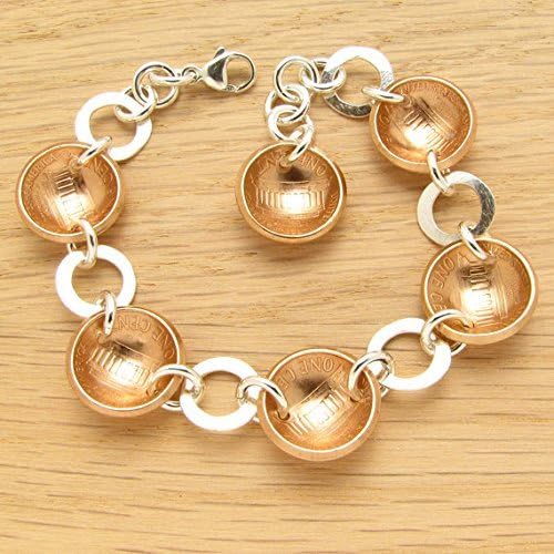 50th Gift: 1966 US Penny Bracelet with Silver Rings