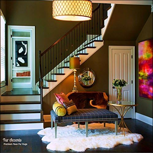 Plush Faux Fur Sheepskin Throw Rug - Shaggy Sexto Multi Pelt - Shag - Soft Flokati - Bedroom - Nursery - Lining Room - Den - Off White - Soft Ultra Suede Backing (4'x5', White)