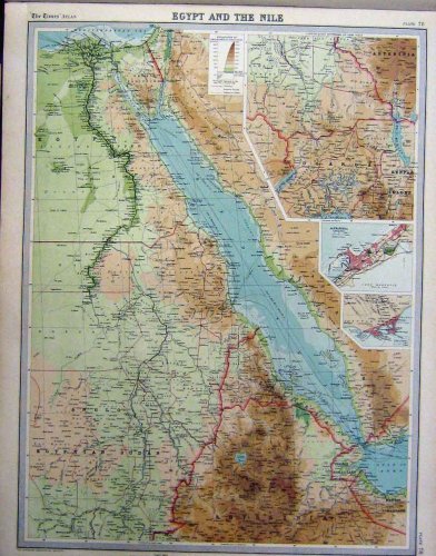 1920 MAP EGYPT RIVER NILE COLOUR MAP UGANDA