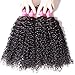 ALI JULIA 3 Bundles Brazilian Virgin Curly Hair Weave 7A Grade 100% Unprocessed Human Hair Weft Extensions Natural Color 95-100g/pc Mixed Length