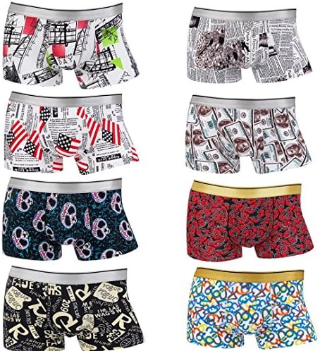 Sexy D Mens Comfort Soft Ice Silk Boxer Briefs Middle Rise Underwear,Teen Underpants,8 Pack