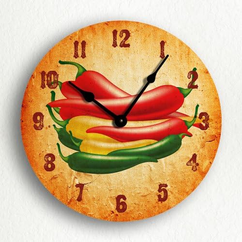 Southwestern Chili Peppers 6" Silent Wall Clock (Includes Desk/Table Stand)