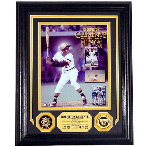 Highland Mint Pittsburgh Pirates Roberto Clemente Gold Coin Photo Mint w/ Two 24KT Gold Coins