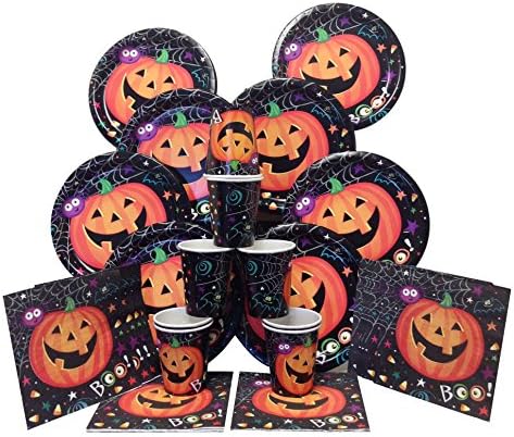 Party Supplies Halloween Tableware - Halloween Cups, Halloween Plates, and Halloween Napkins (Serves 8)