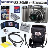 Olympus SZ-30MR 16MP 24X Wide Angle Lens 3D Mode Camera (Silver) + 16GB Del ....