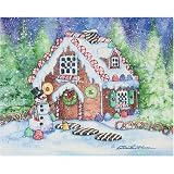 Gingerbread House with Snowman Flexible Cutting Mat Board - MADE IN THE USA