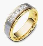 14 Karat Two-Tone Gold Channel Set Diamond Wedding Band Ring