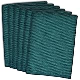 DII Textured Kitchen Cleaning, Washing, Drying, Dusting, Ultra Absorbent, Microfiber Dish Towel For Countertops, Automobiles, Glass, & Other Surfaces, Set of 6, 16x19" - Teal